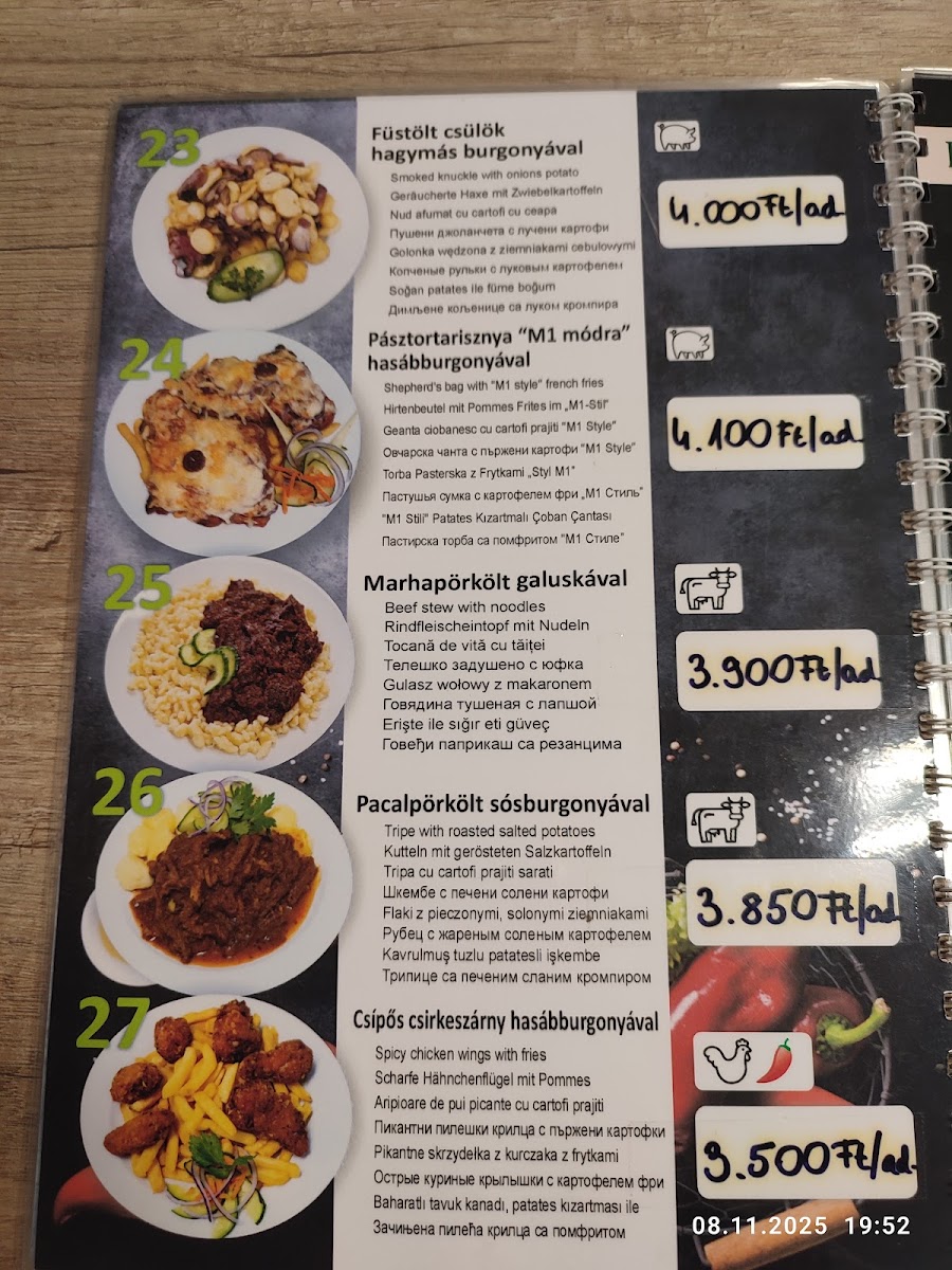 Menu Restaurant In The M1 Autohof Lébény-1